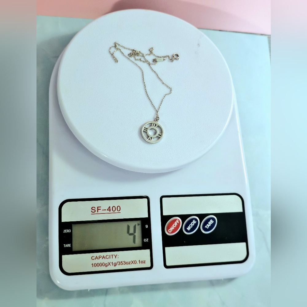 🤍Tiffany & Co. Atlas Open Circle Roman Numeral Pendant 925 Silver Necklace⏰️ - Picture 11 of 16